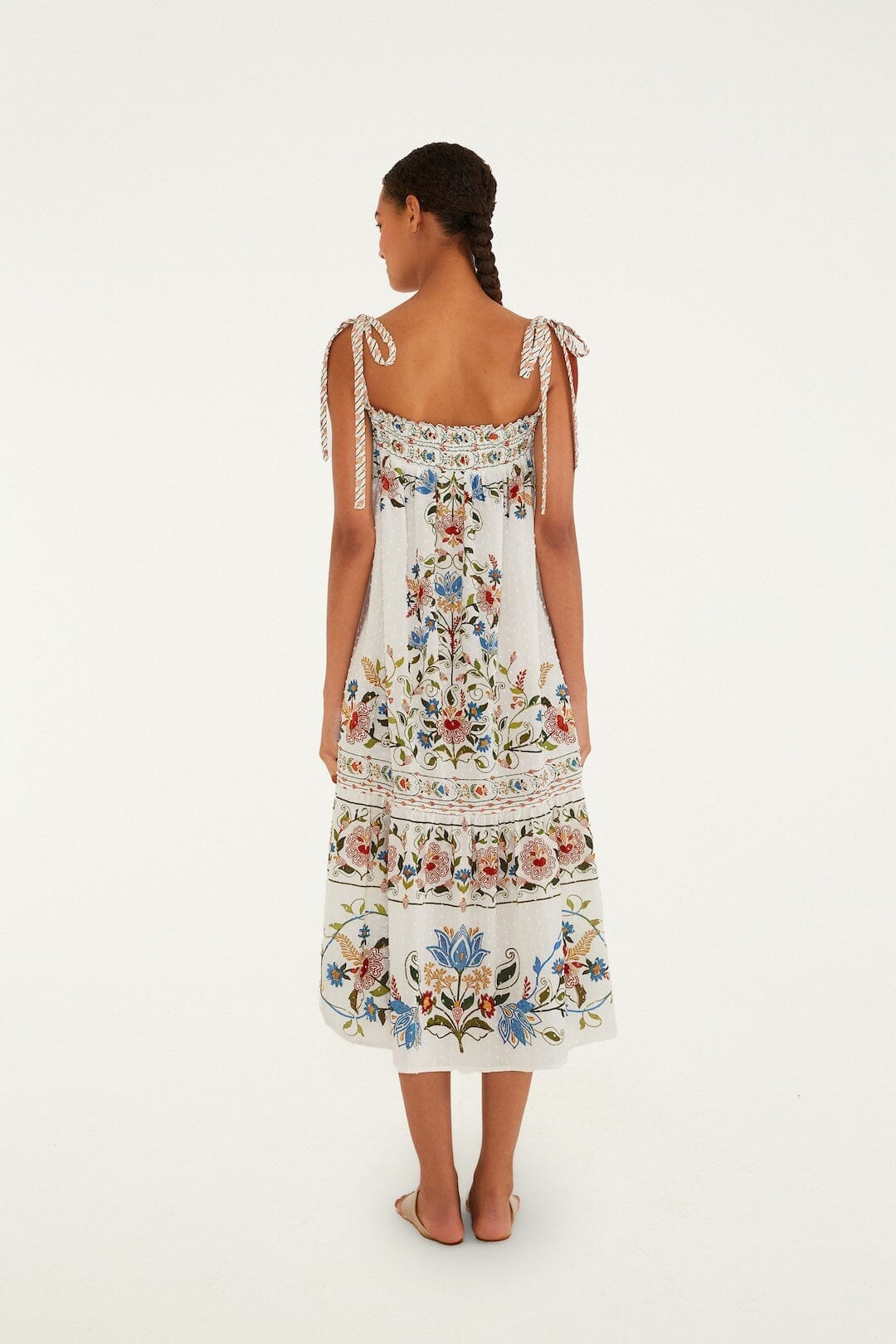 Robe longue de jardin écrue à coutures