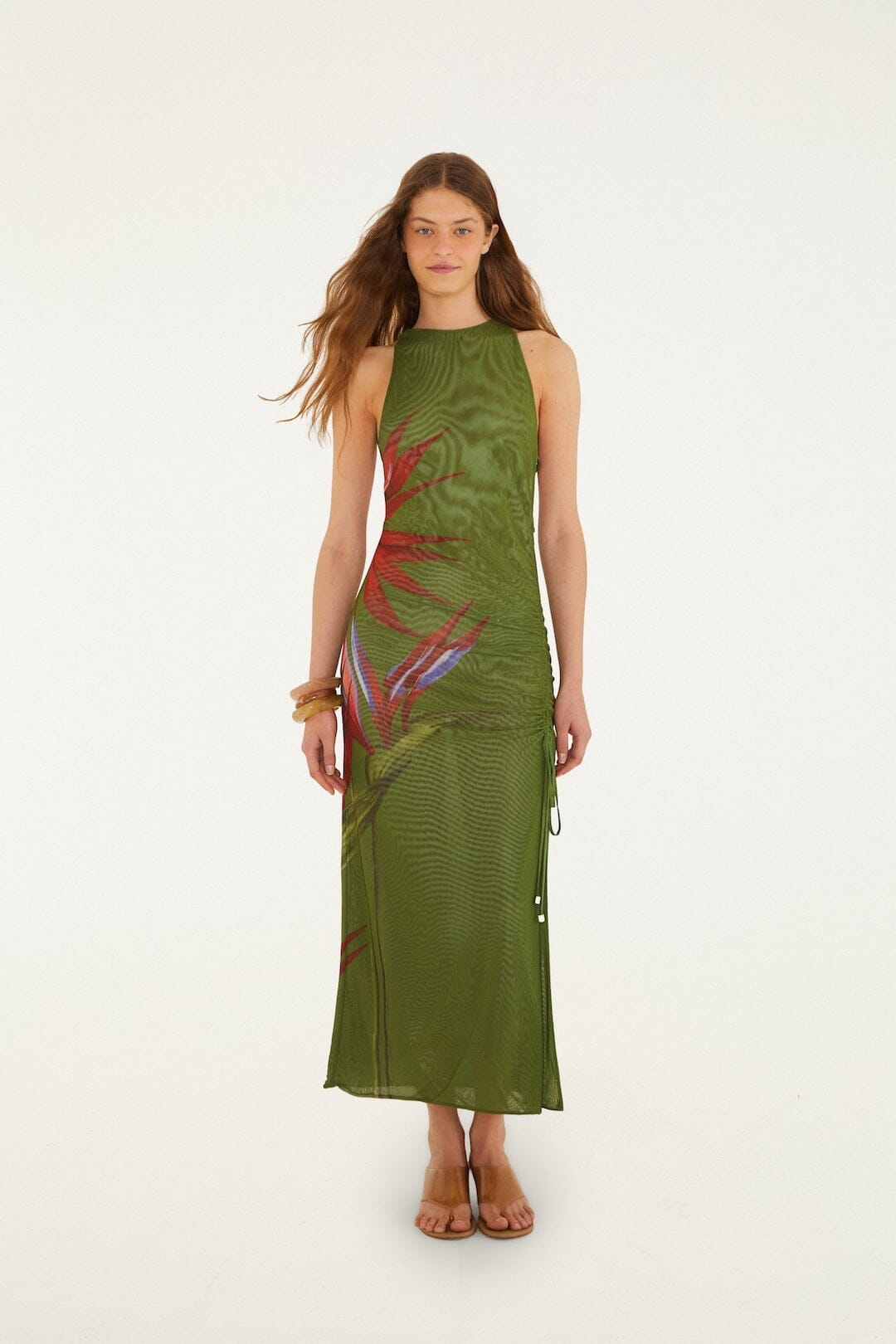 Dark Green Strelitzia Maxi Dress