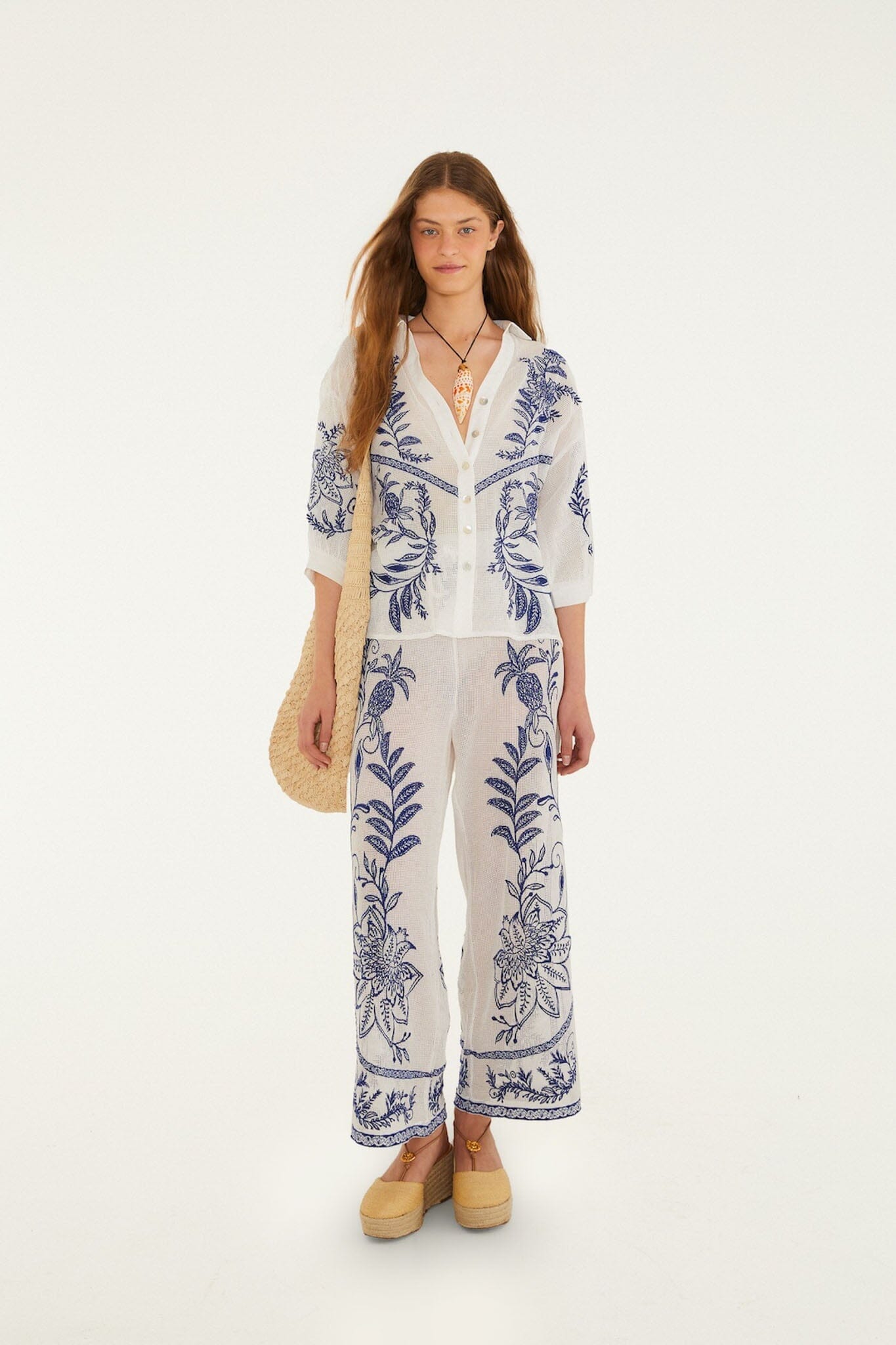 Chemisier blanc cassé brodé NINA