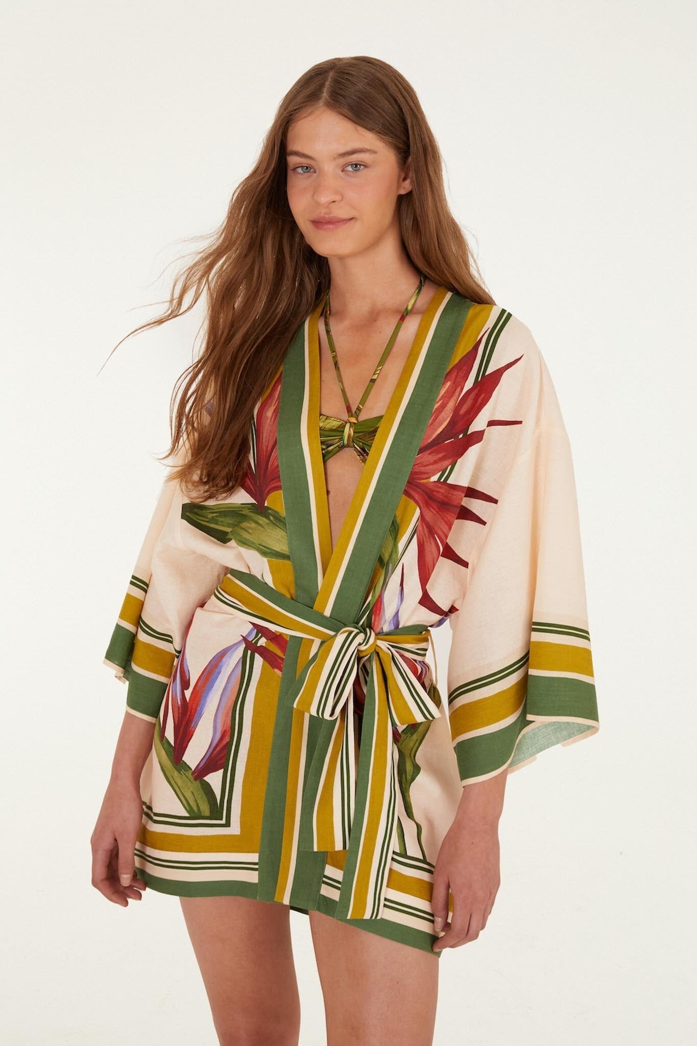 Light Blush Strelitzia Kimono