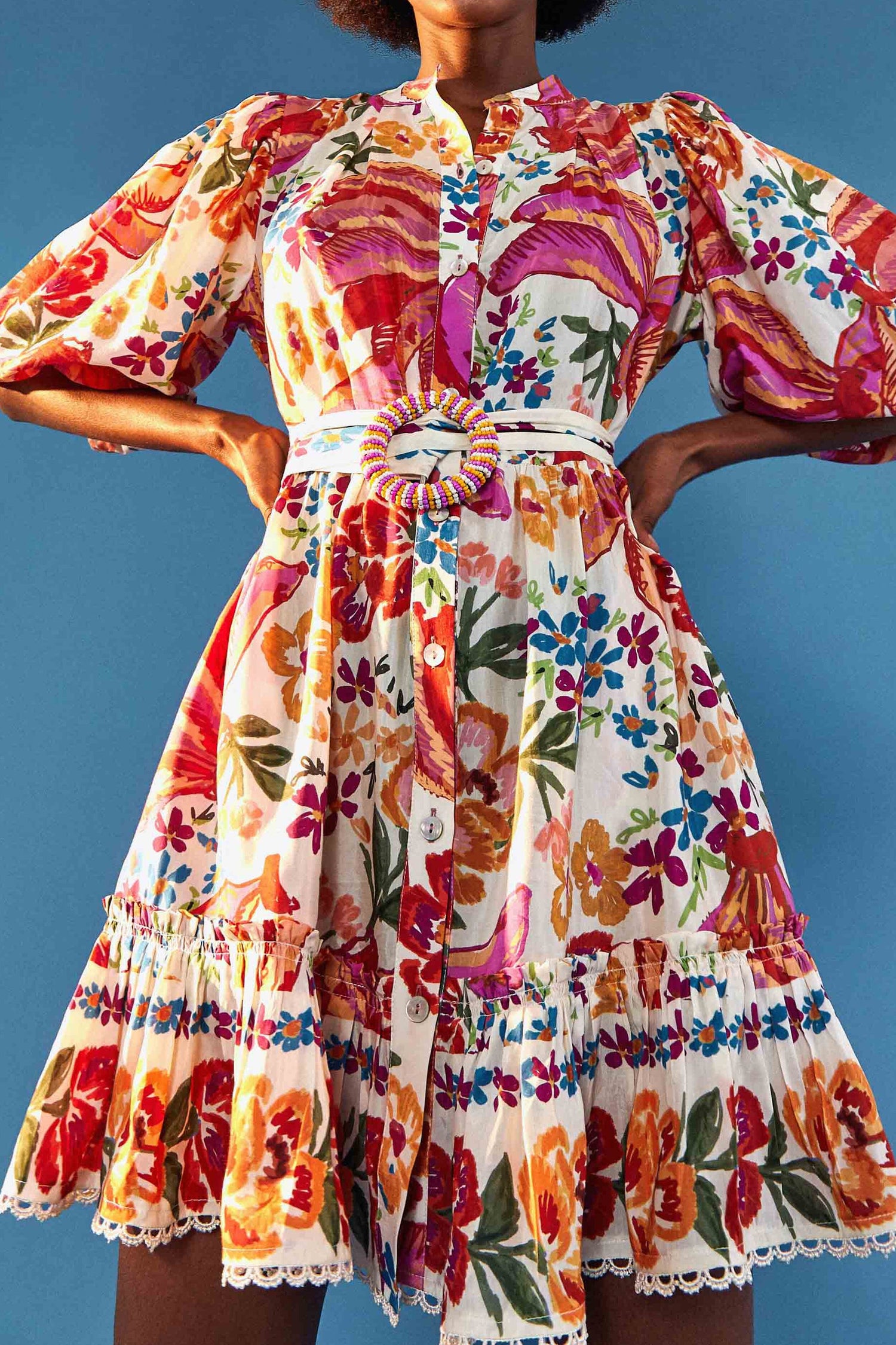Belted Mini Dress | White Spring Bananas FARM Rio Belted Mini Dress | White Spring Bananas FARM Rio