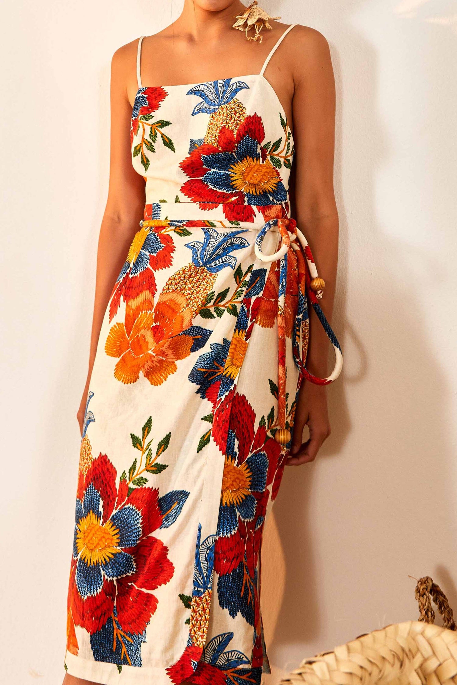 red pineapple bloom cut out midi dress FARM Rio | Dresses | Farm Rio Red Pineapple Bloom Cut Out Midi Dress