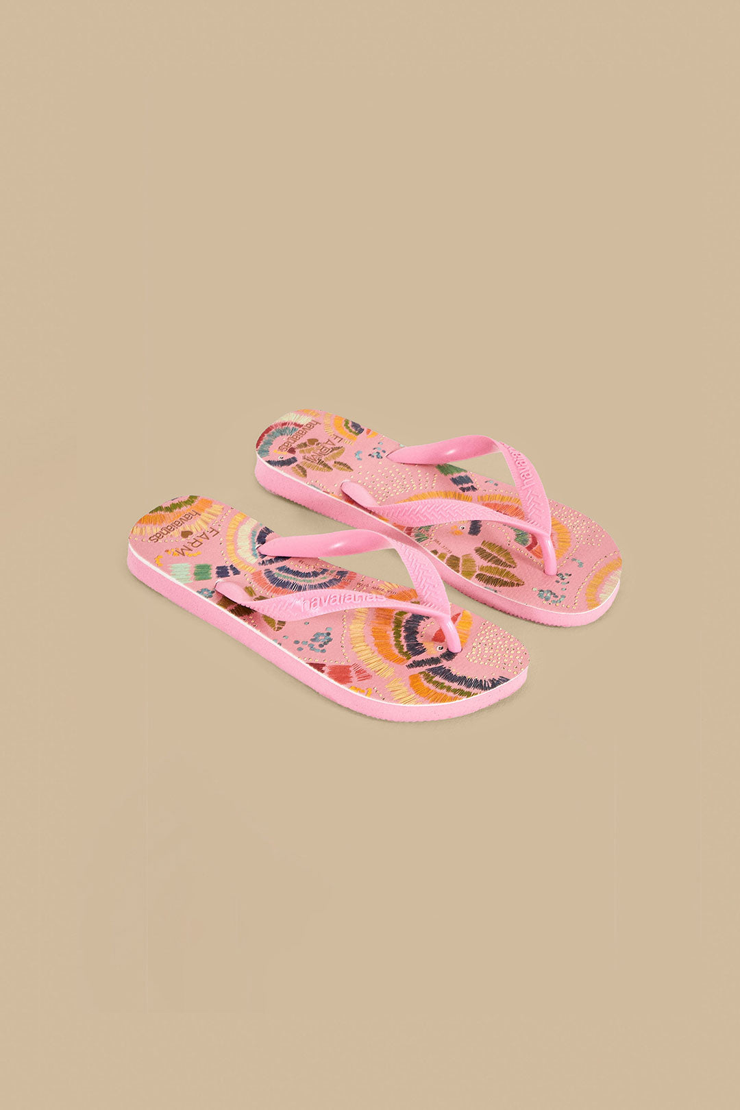 Sandales Havaianas roses à oiseaux colorés