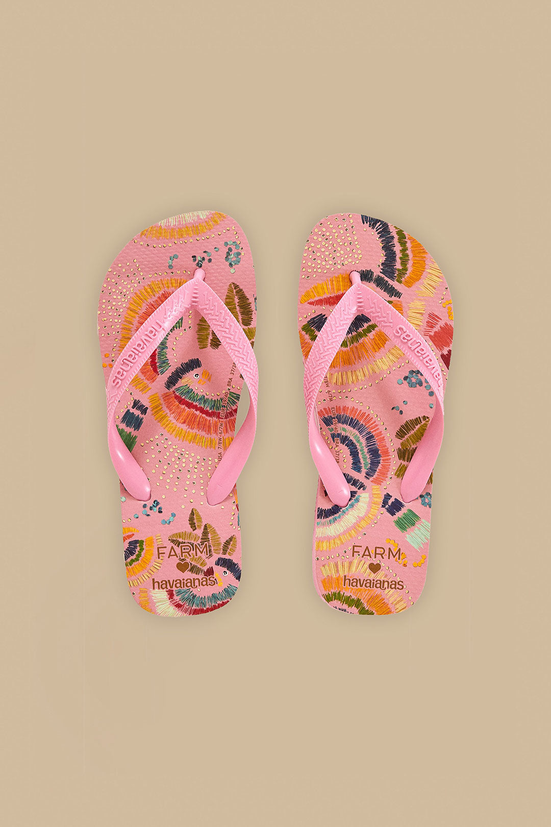 Sandales Havaianas roses à oiseaux colorés