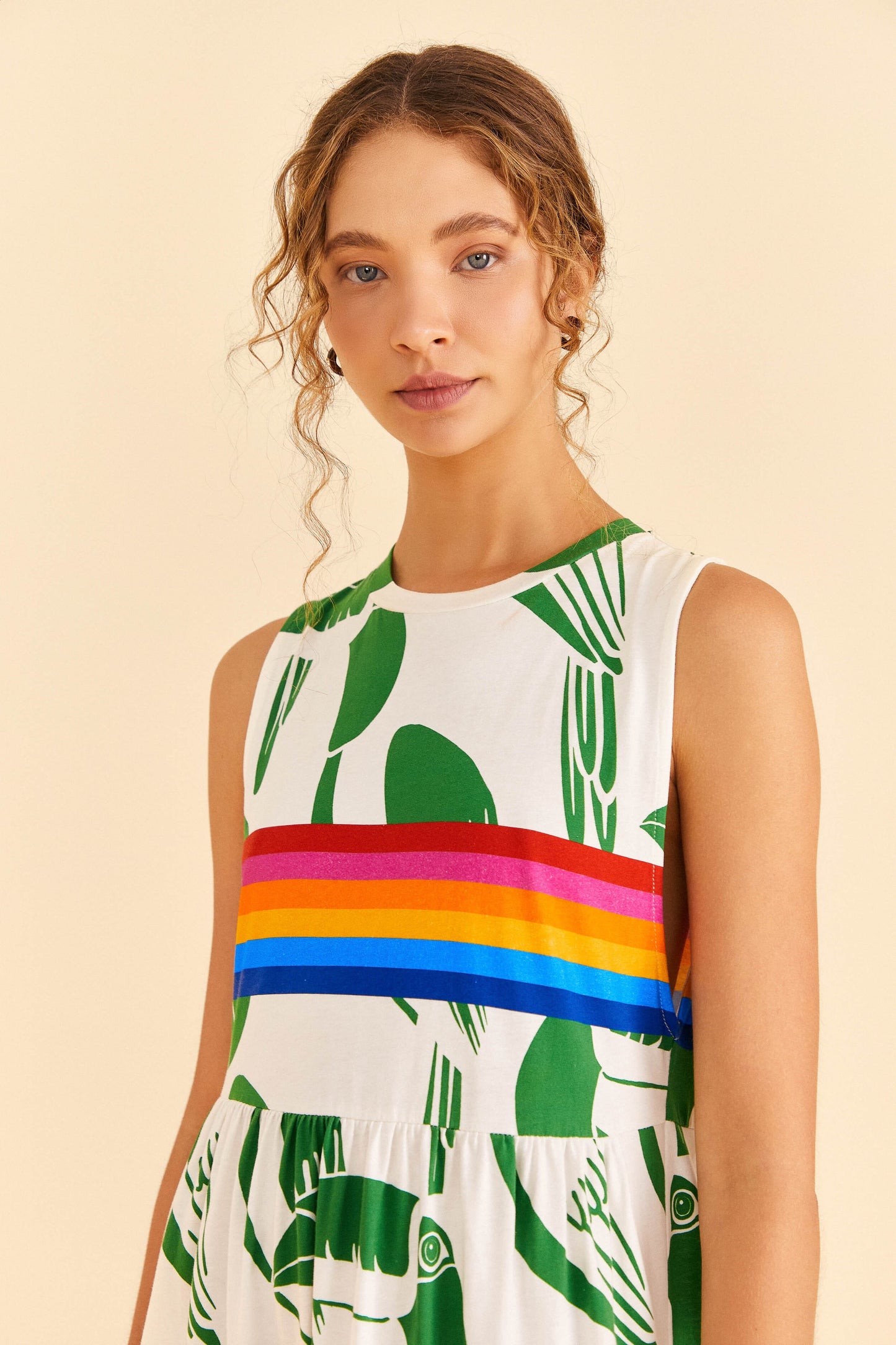 off-white rainbow toucans organic cotton maxi dress FARM Rio | Dresses | Farm Rio Rainbow Toucans Offwhite Organic Cotton Maxi Dress L