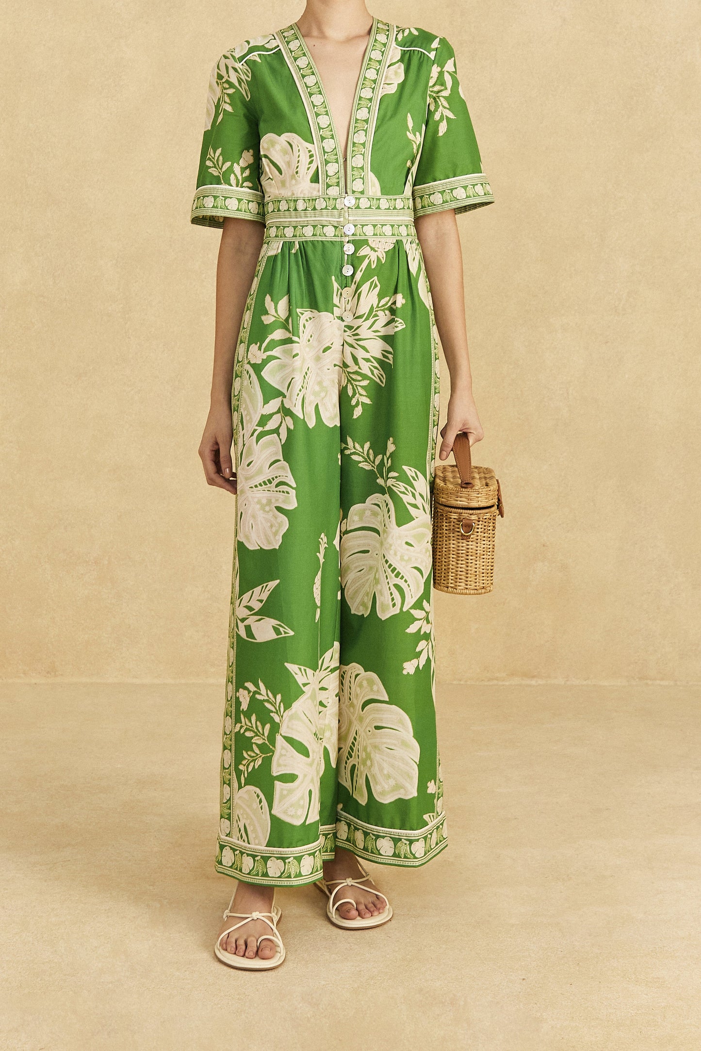 Green Lace Monsteras Jumpsuit FARM Rio Green Lace Monsteras Jumpsuit FARM Rio