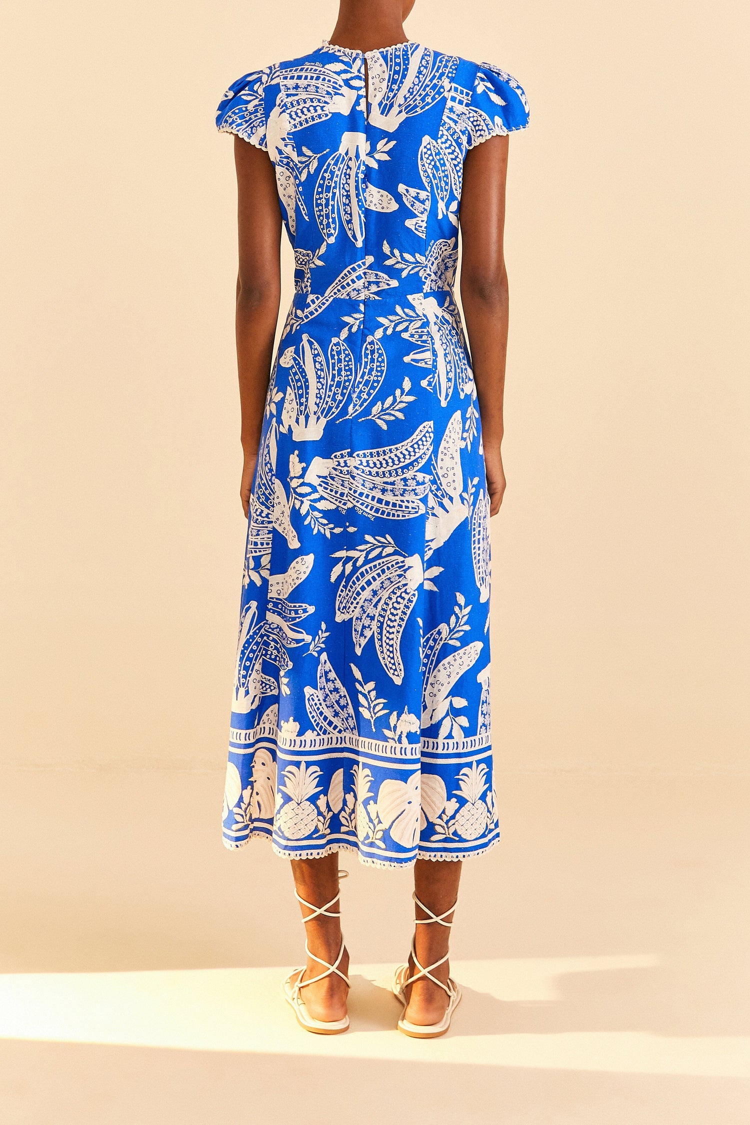 Blue Lace Banana Midi Dress FARM Rio Blue Lace Banana Midi Dress FARM Rio