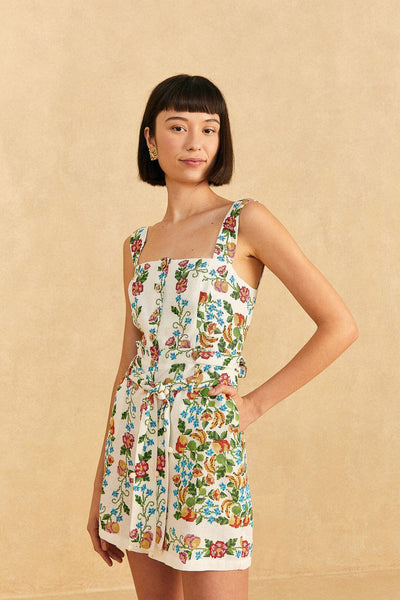 Off-White Tropical Romance Romper – FARM Rio