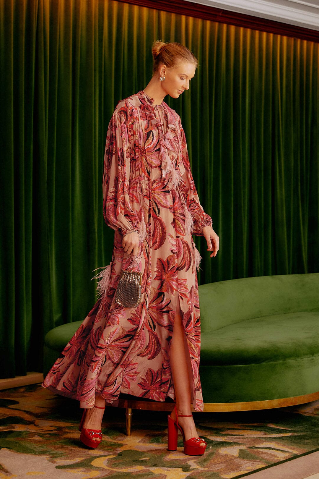 Floral Tapestry V Neck Maxi Dress FARM Rio Floral Tapestry V Neck Maxi Dress FARM Rio