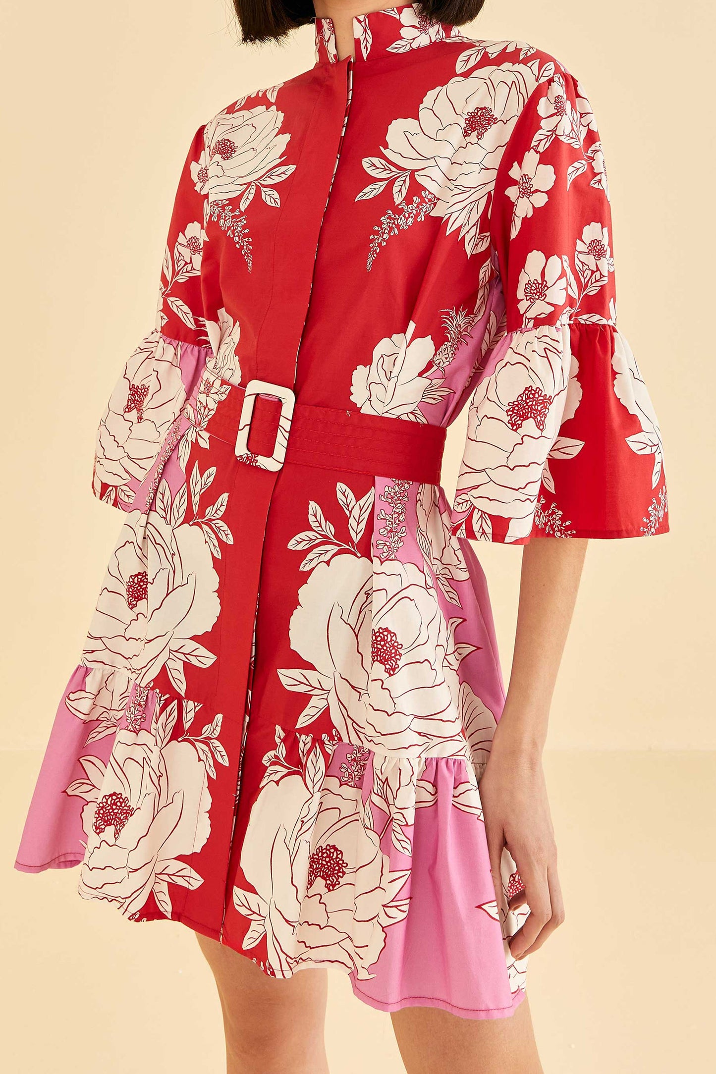 Mini-robe rose à manches courtes Soft Garden