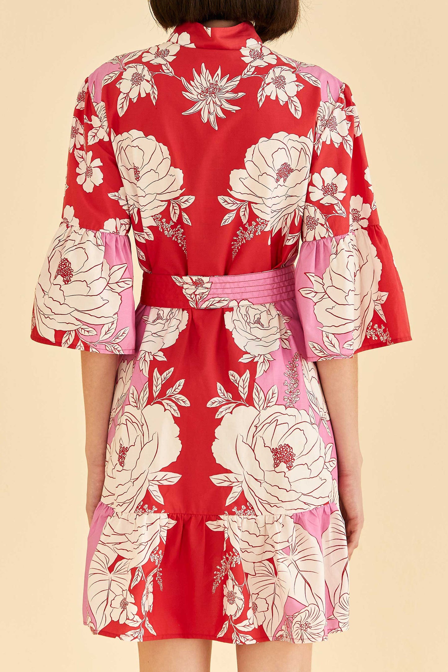 Mini-robe rose à manches courtes Soft Garden