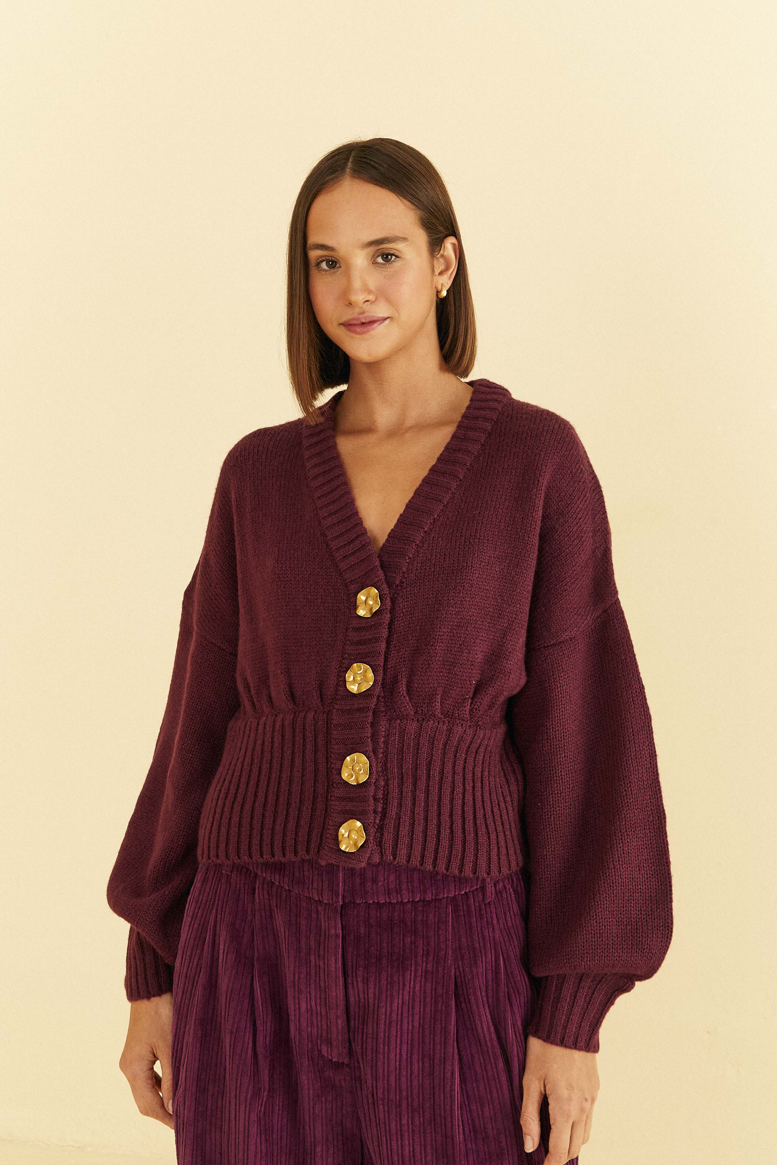 Burgundy Bubble Knit Cardigan – FARM Rio