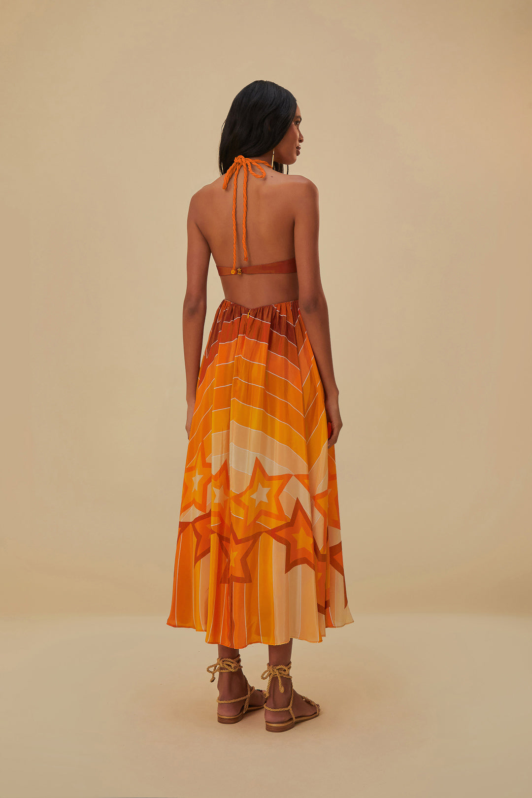 Robe longue orange à rayures dégradées