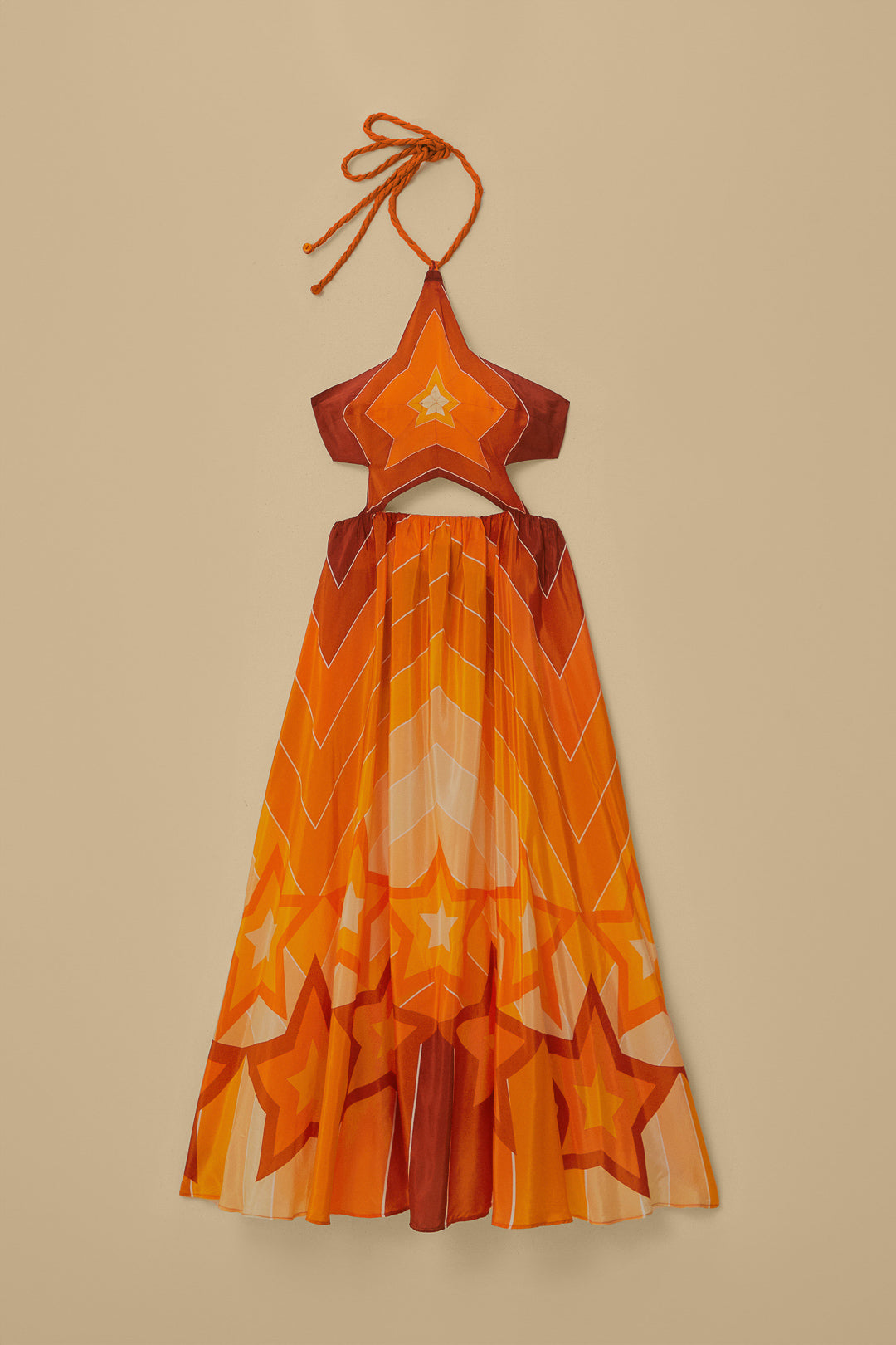 Robe longue orange à rayures dégradées