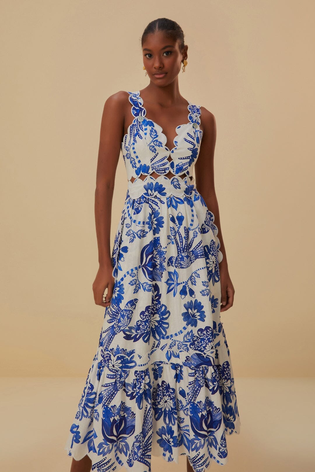 Off-White Flowerful Birds Lenzing™ Ecovero™ Euroflax™ Midi Dress – FARM Rio