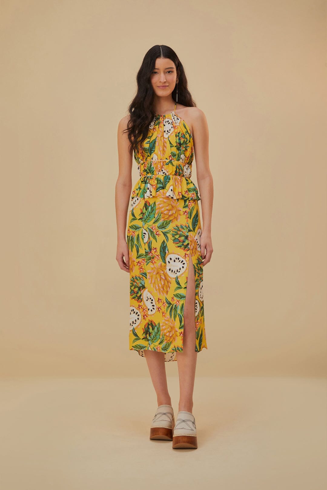 Yellow Biriba Sleeveless Midi Dress – FARM Rio