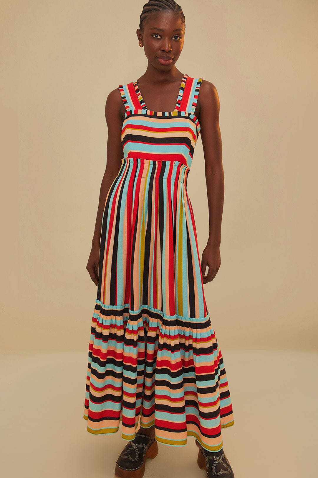 Color Stripes Sleeveless Maxi Dress – FARM Rio Color Stripes Sleeveless Maxi Dress – FARM Rio
