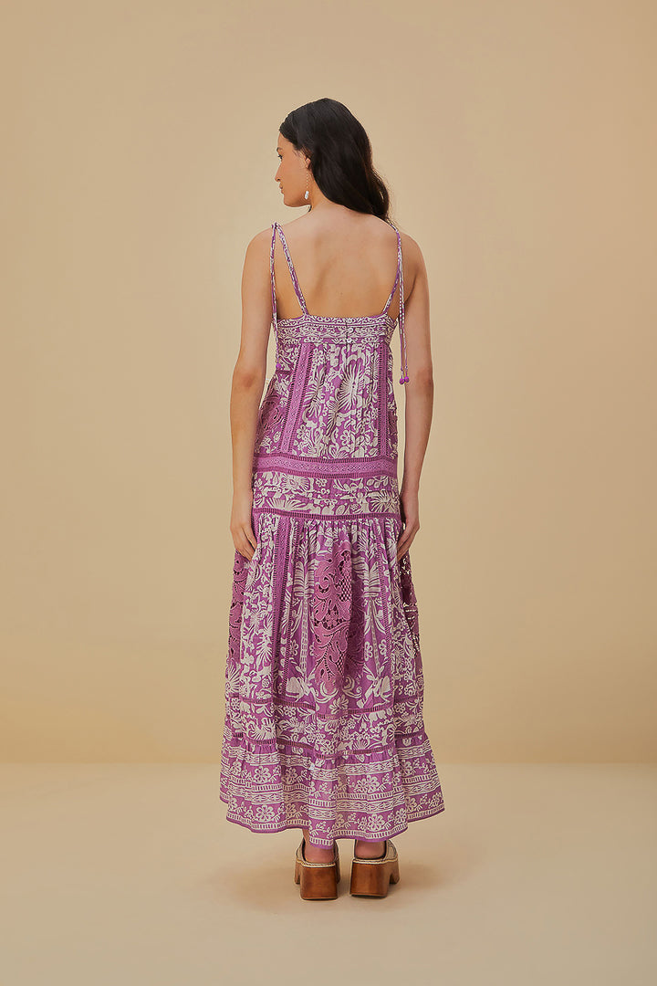 Robe longue lilas Sweet Garden sans manches