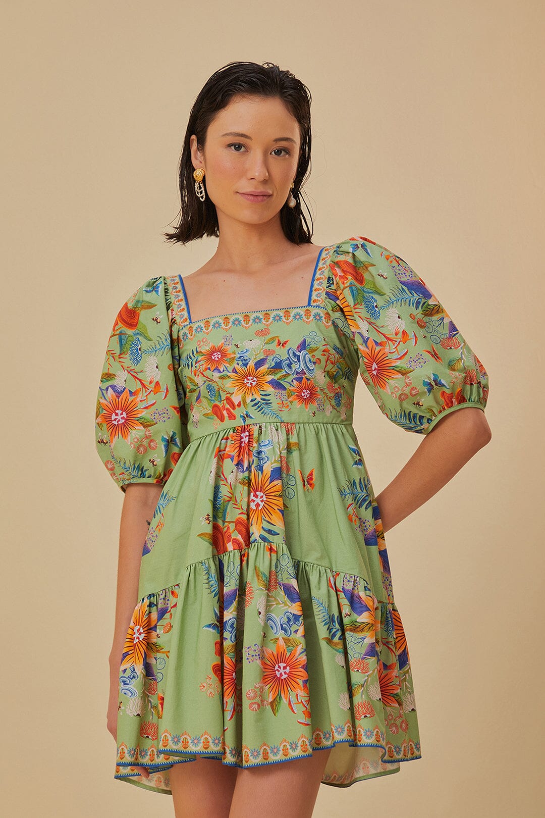 Robe courte verte Bright Yard