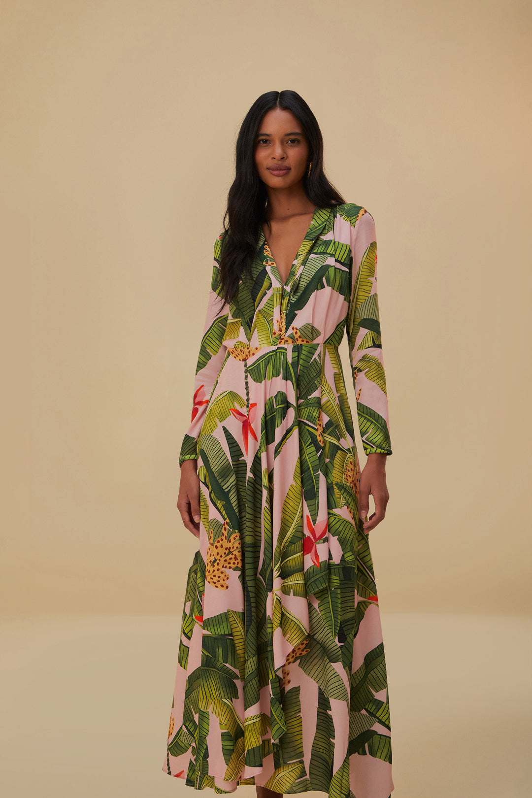 Pink Banana Leaves Maxi Dress – FARM Rio