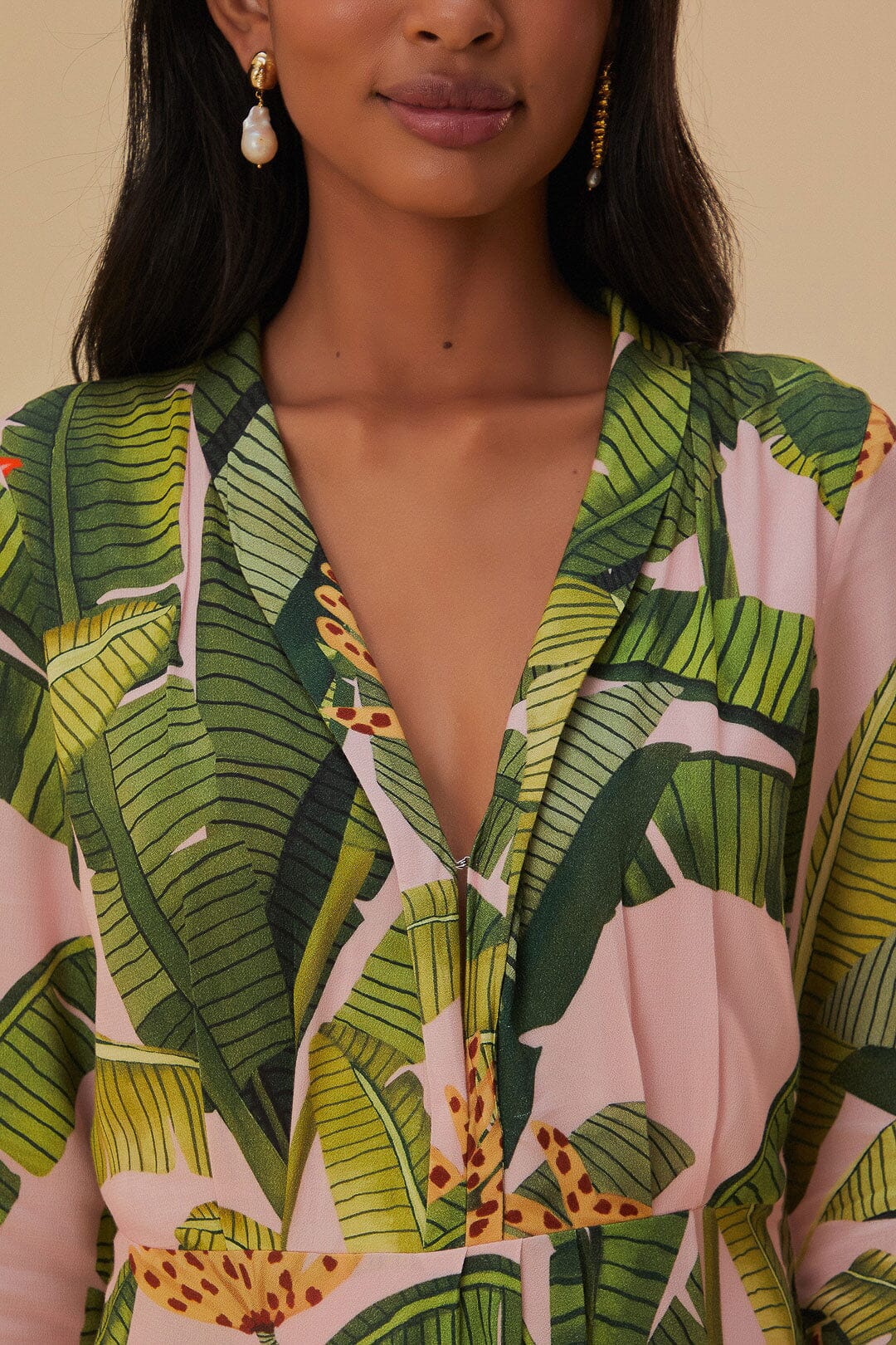 Pink Banana Leaves Maxi Dress FARM Rio Pink Banana Leaves Maxi Dress FARM Rio