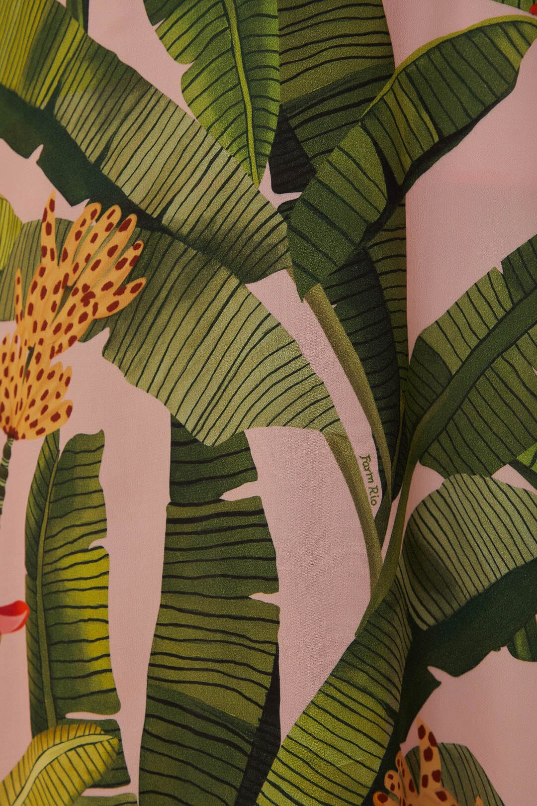 Pink Banana Leaves Maxi Dress – FARM Rio
