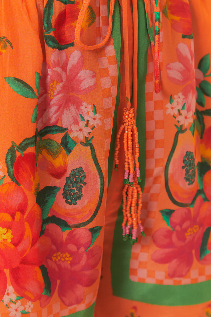 Orange Fruit Garden Scarf Shorts