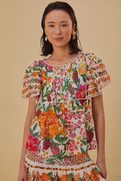Off-White Flowerful Sketch Blouse – FARM Rio