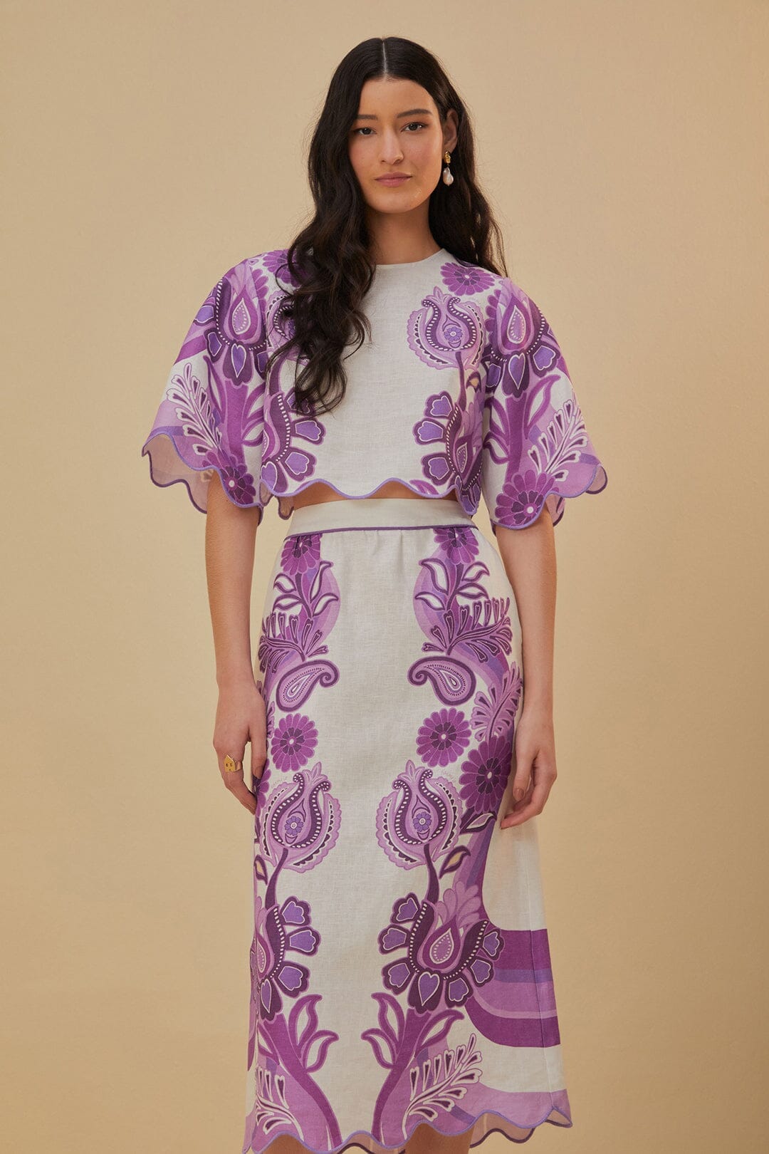 Color Festival Cream Euroflax™ Midi Skirt – FARM Rio