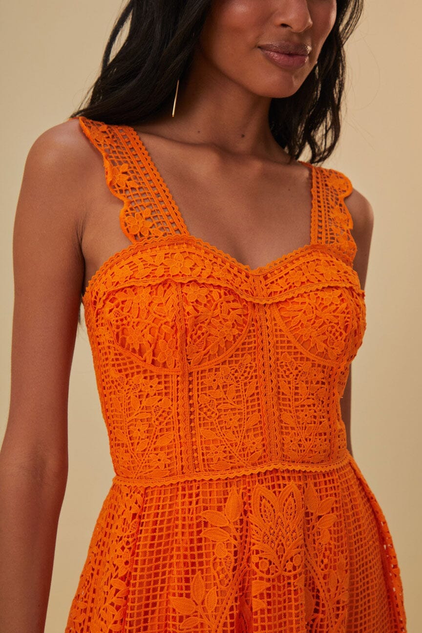 Orange Guipure Sleeveless Maxi Dress – FARM Rio Orange Guipure Sleeveless Maxi Dress – FARM Rio