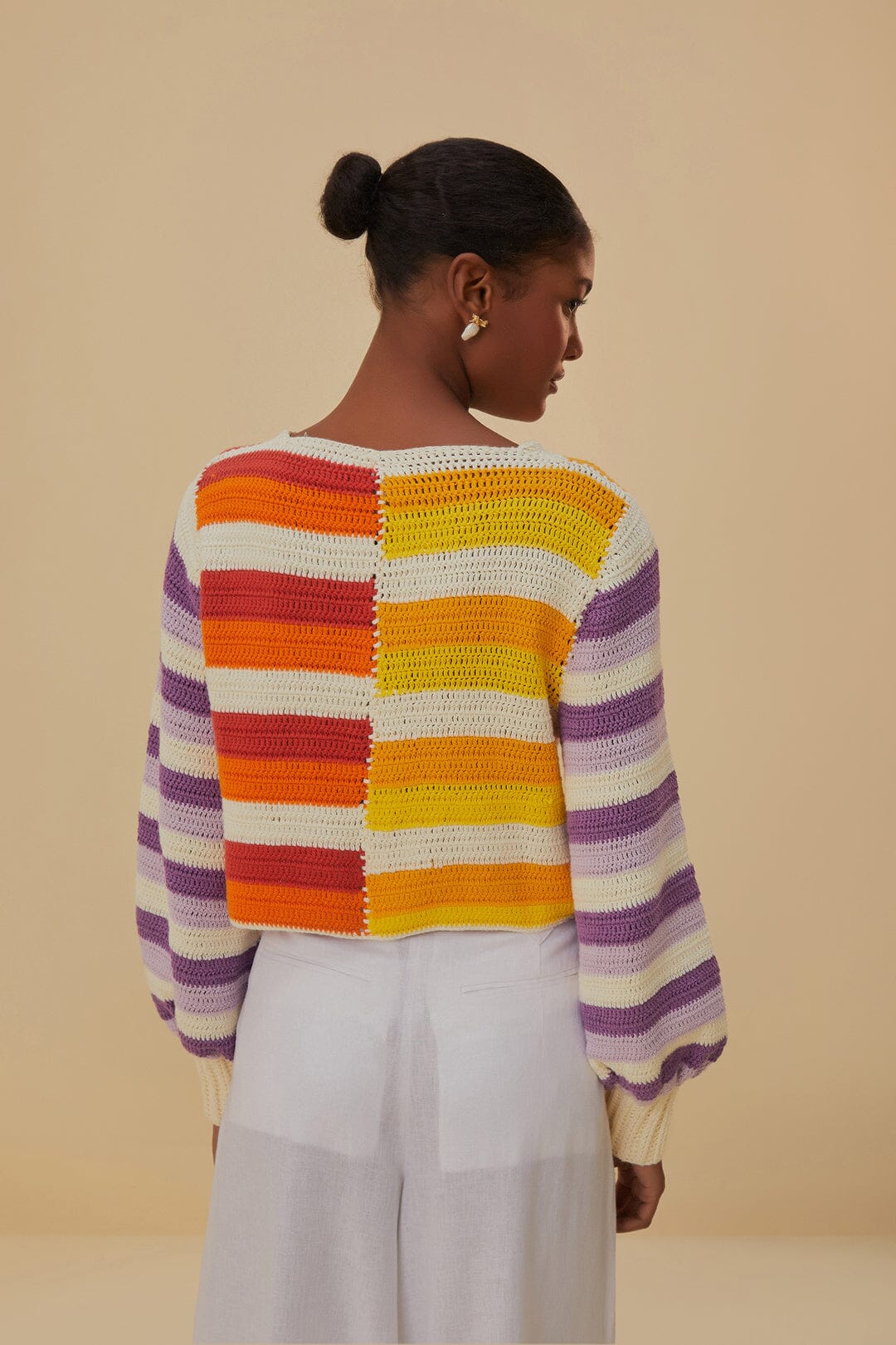 Pull au crochet à rayures coucher de soleil