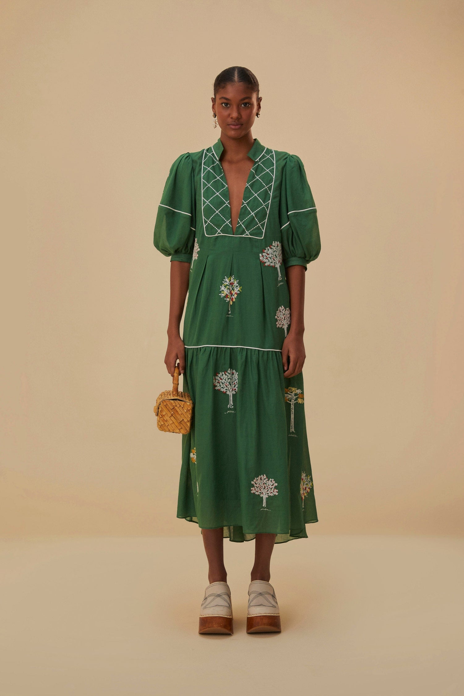 green dress embroidery Green linen dress with hand embroidery, flower embroidered dress, tinythingsmadeuhappy