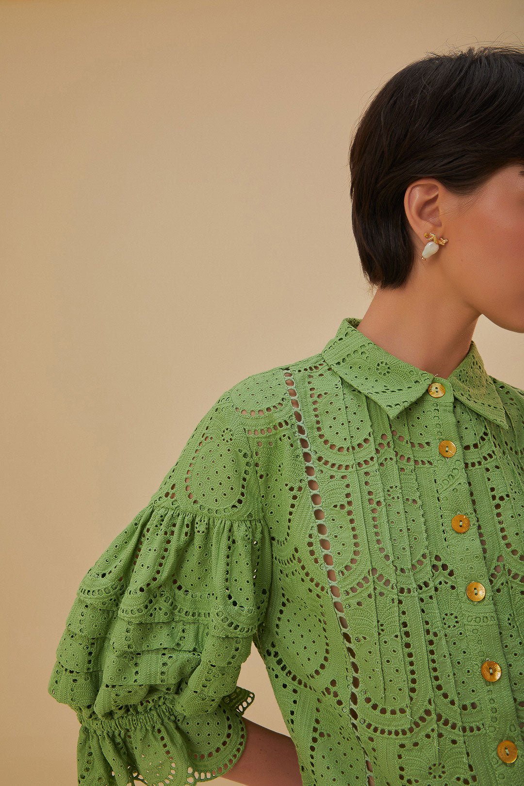 Green Pineapple Eyelet Blouse