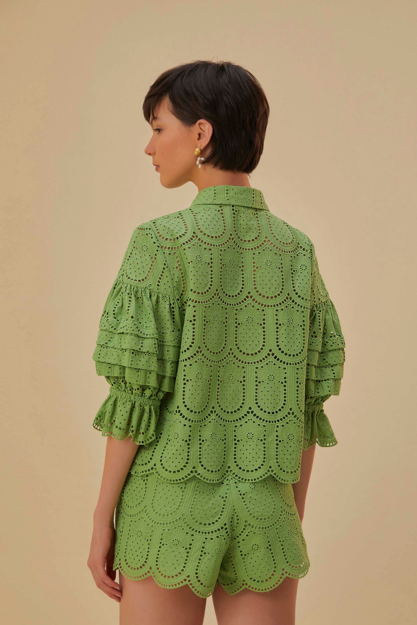 Green Pineapple Eyelet Blouse