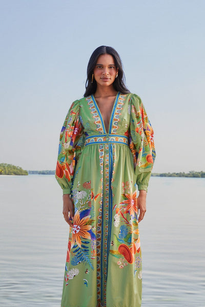 Green Bright Yard Maxi Dress FARM Rio Green Bright Yard Maxi Dress FARM Rio