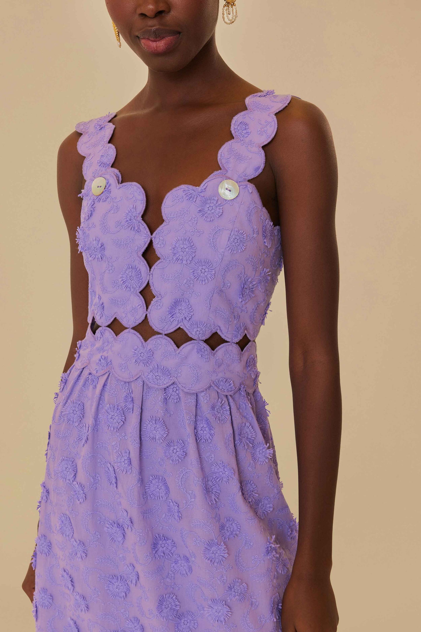 Lilac 3D Flower Sleeveless Midi Dress