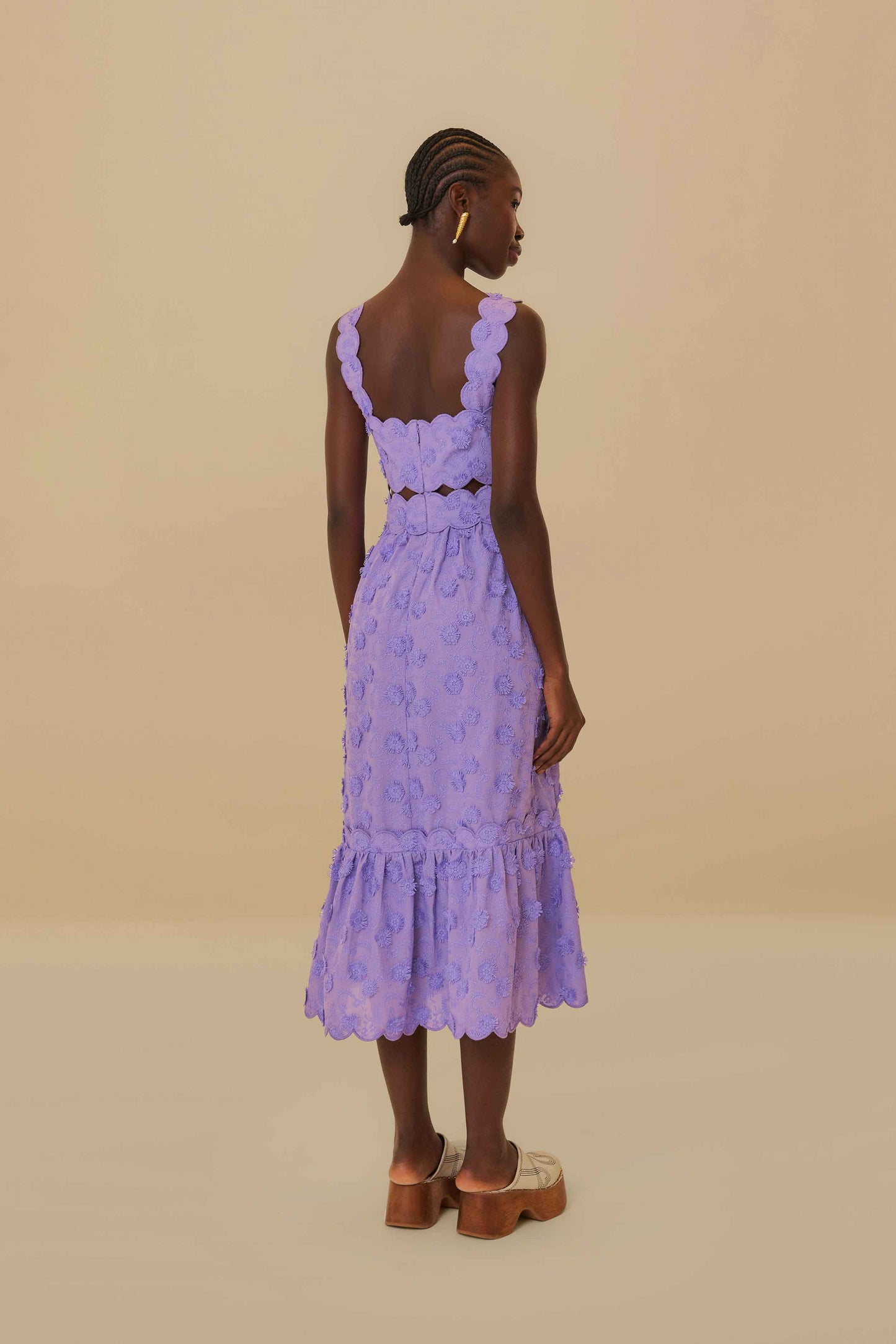 Lilac 3D Flower Sleeveless Midi Dress