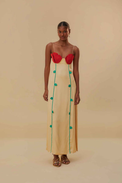 Beige Rose Shaped Bodice Sleeveless Maxi Dress – FARM Rio