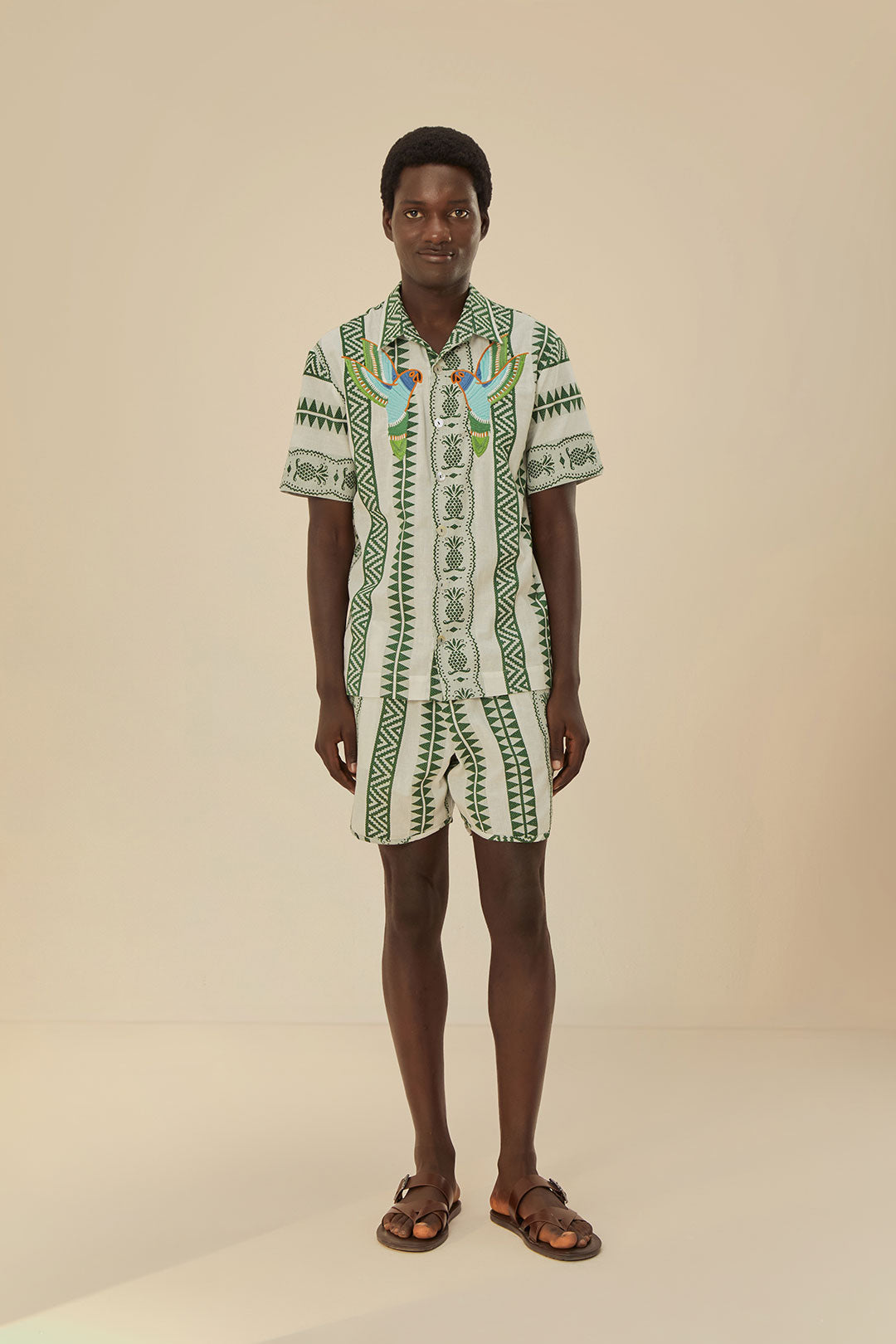 Chemise brodée en jacquard ananas