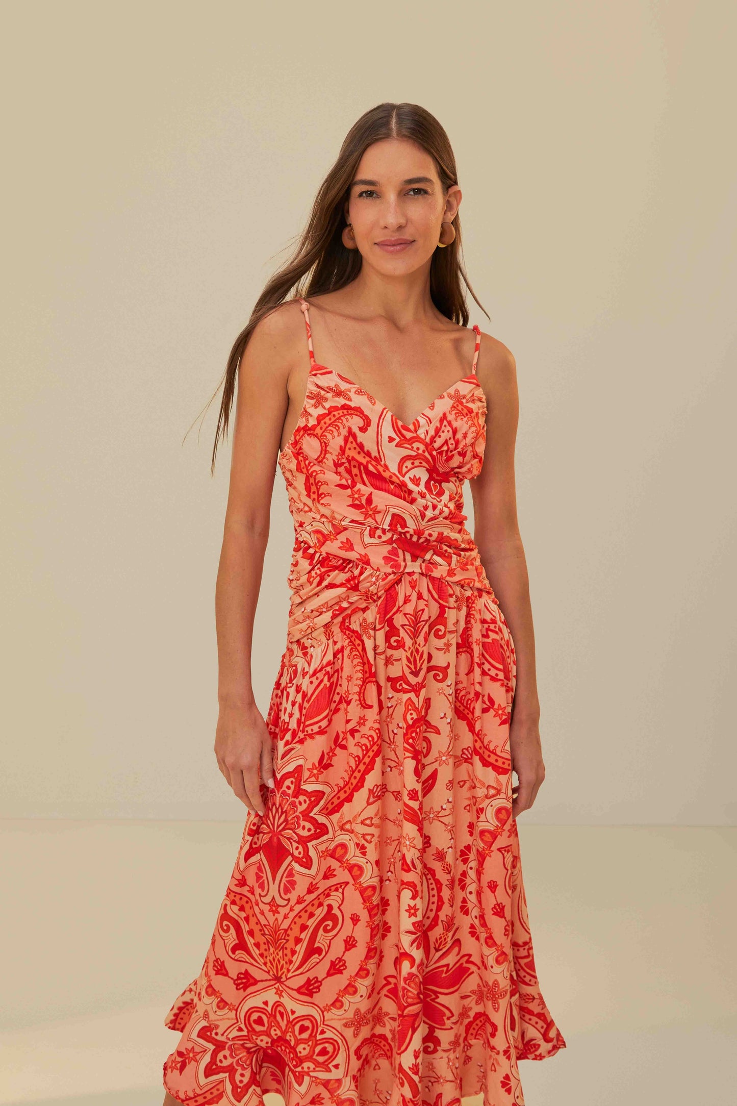 Robe longue croisée rouge Jaipur