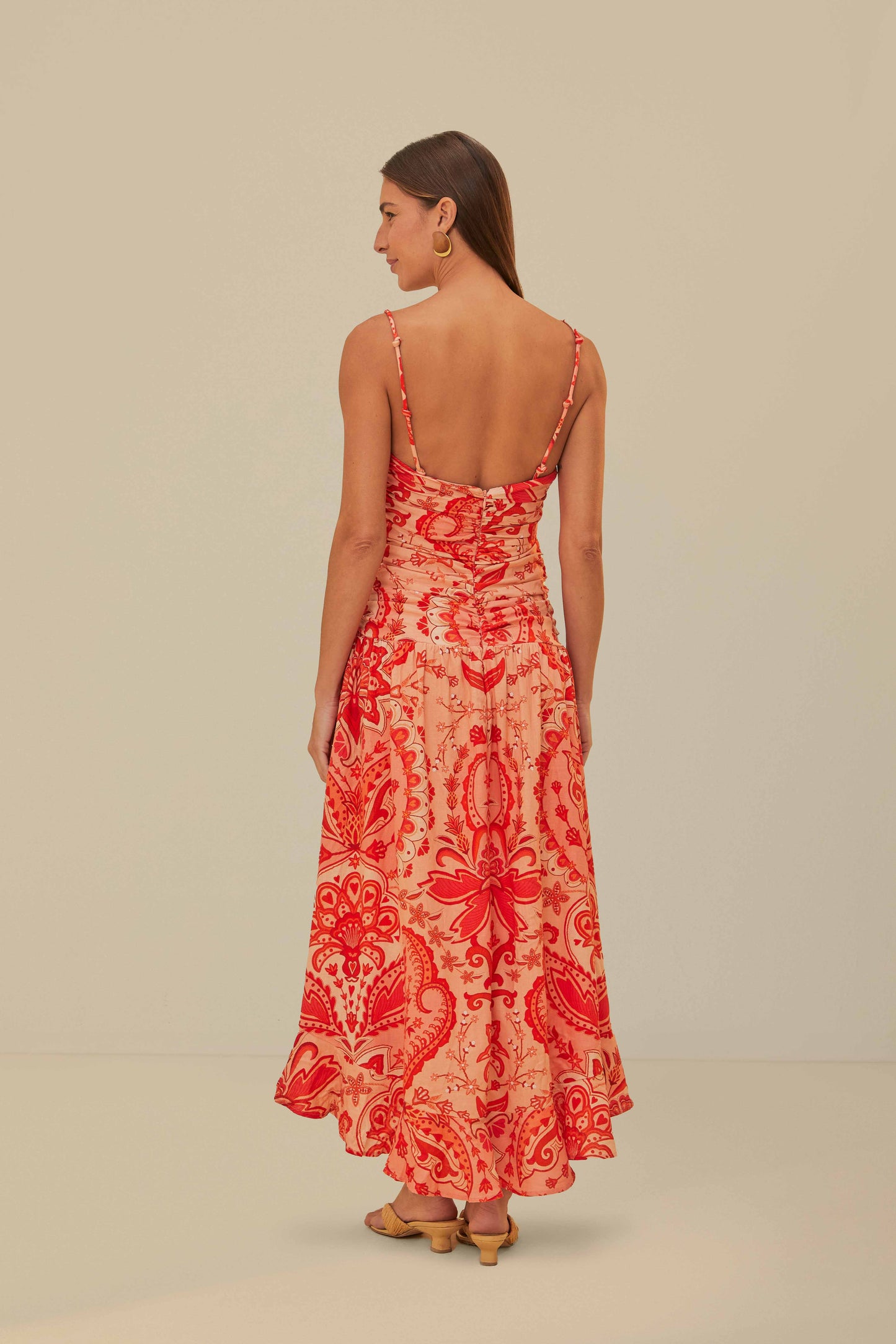 Robe longue croisée rouge Jaipur