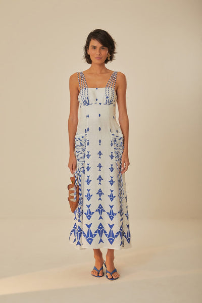 fish top linen blend maxi dress farm rio New Farm Rio: Red Fish Top Maxi Dress at Bondi