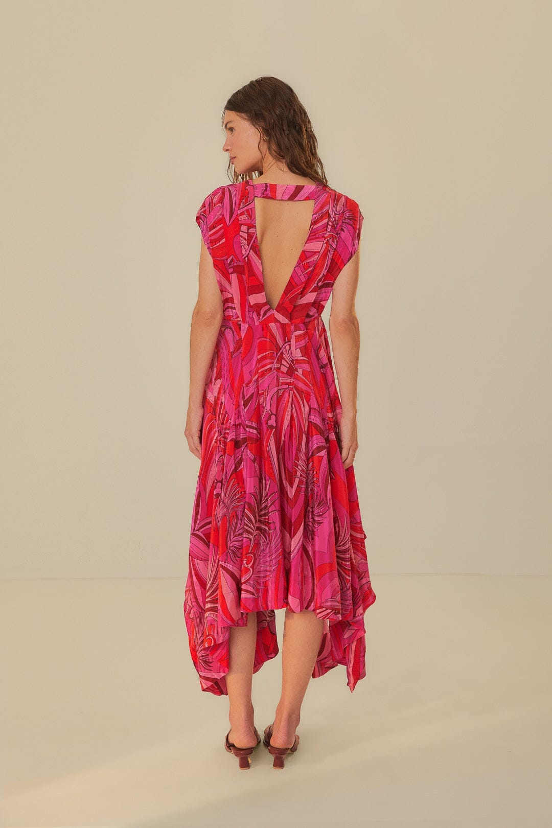 Red Endless Summer V Neck Midi Dress FARM Rio Red Endless Summer V Neck Midi Dress FARM Rio