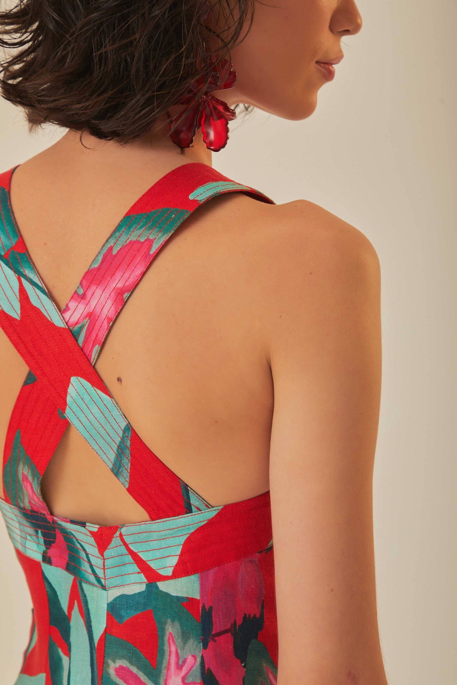 red summer foliage mini dress Red Summer Foliage Mini Dress FARM Rio