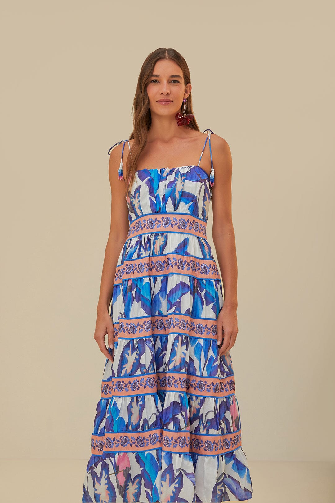 farm rio red white blue dress Farm Rio Mixed Pineapple Garden Maxi Wrap Dress In Red And Blue