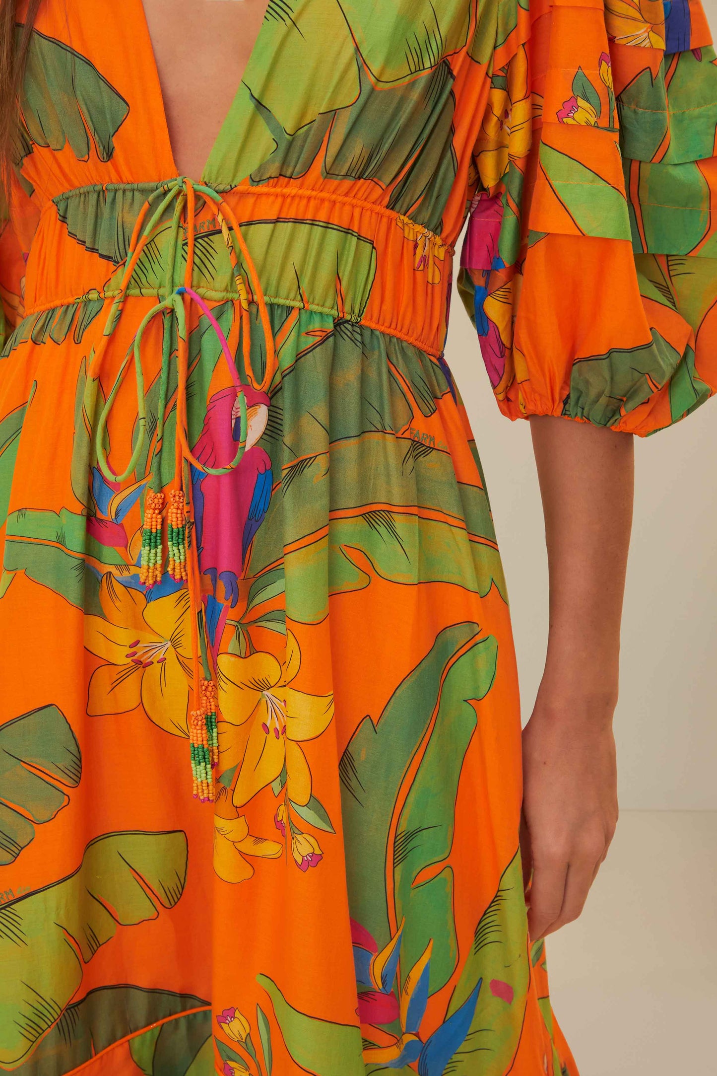 Orange Fresh Macaws Midi Dress