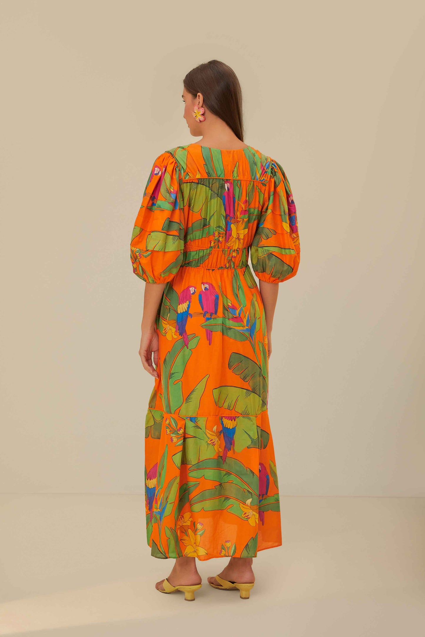 Robe midi orange Fresh Macaws