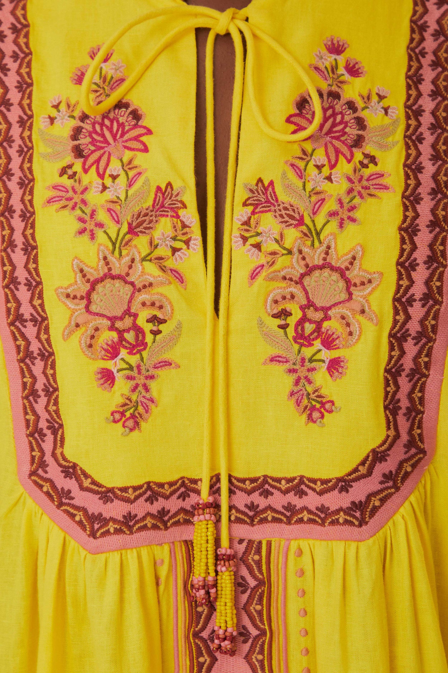 Yellow Embroidered Garden Tapestry Midi Dress FARM Rio Yellow Embroidered Garden Tapestry Midi Dress FARM Rio