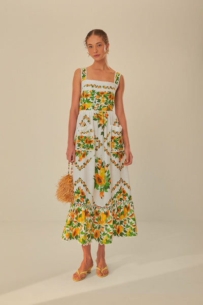 Off-White Papaya Salad Scarf LENZING™ ECOVERO™ Euroflax™ Maxi Dress – FARM  Rio