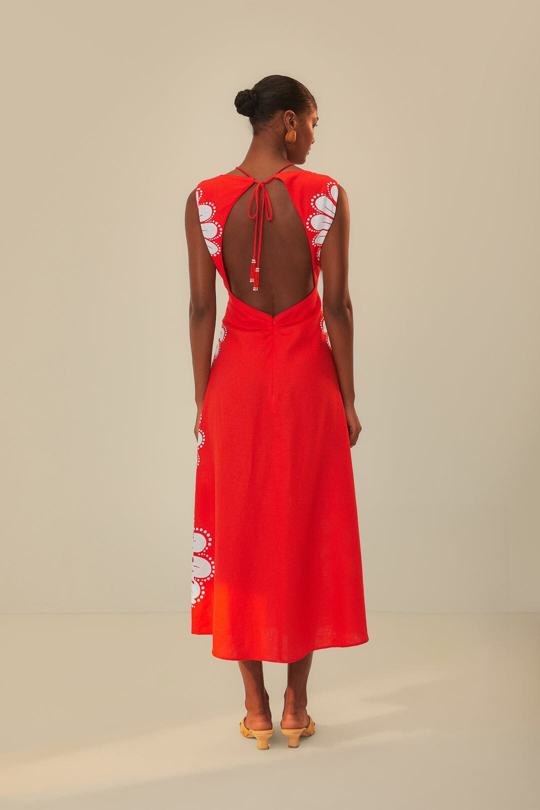 ainika shell print linen blend maxi dress Farm Rio Ainika Shell Print Linen Blend Maxi Dress In Red - 55% Off